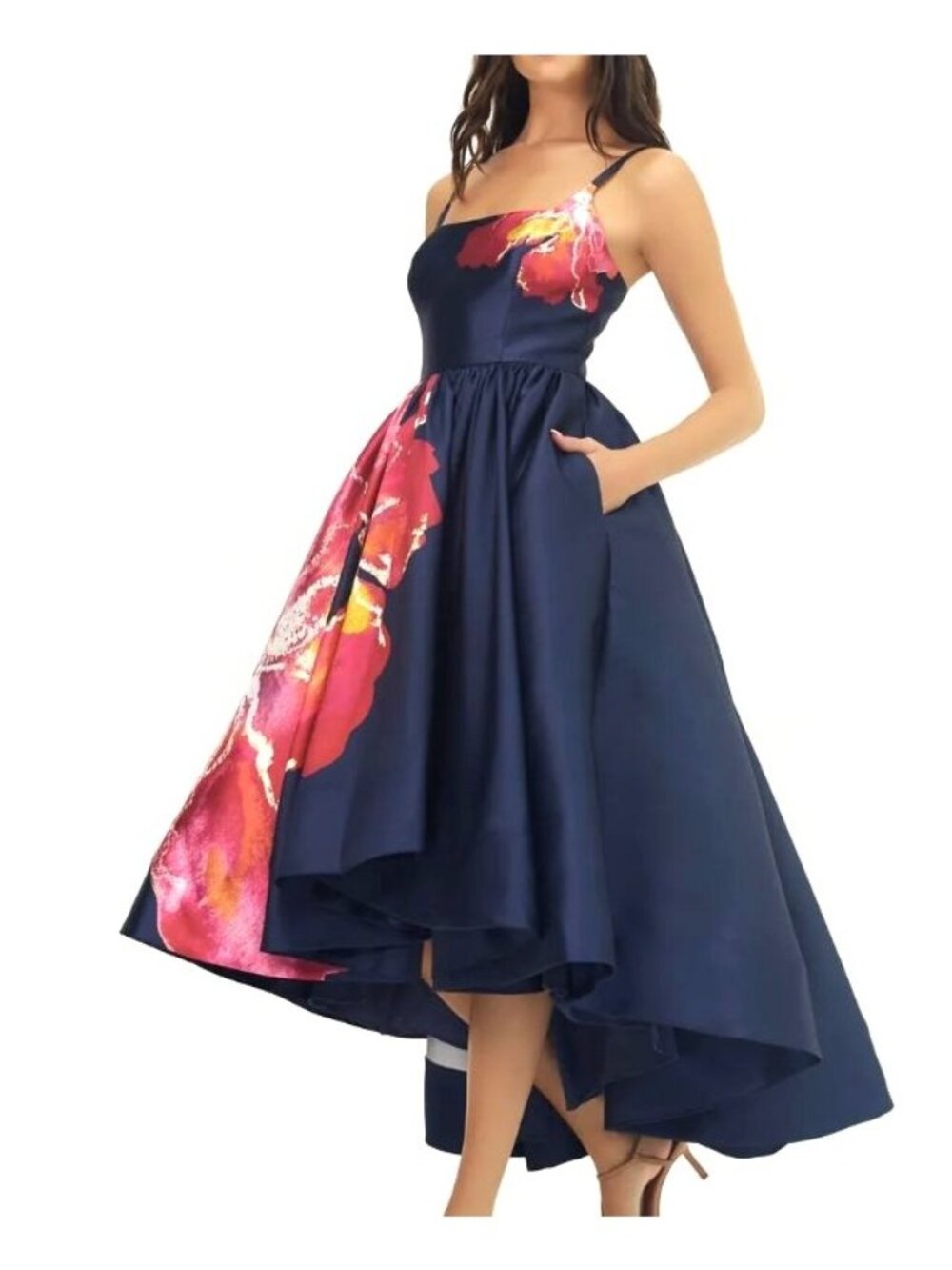 New Hutch Shyloh Floral Mikado High-Low Gown Size 2 Pockets